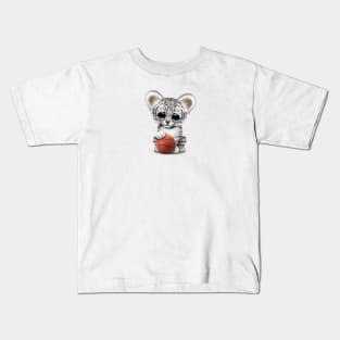 White Tiger Cub Playing With Basketball Kids T-Shirt